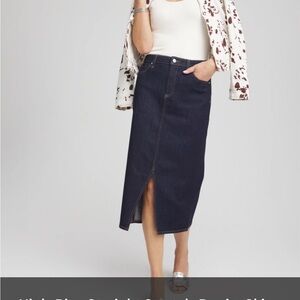 Chico's 00 Denim High Rise Skirt - Deep Blue